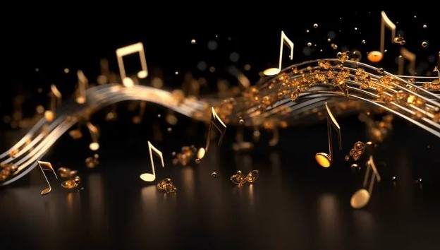 Notes de musique dorée